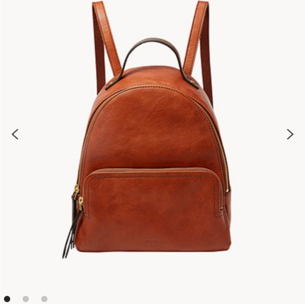 Fossil Leather Backpack in Cognac Brown